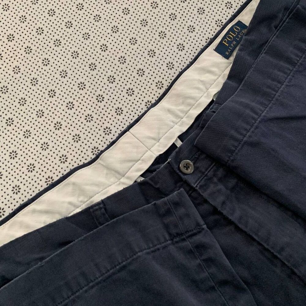 Polo Ralph Lauren Men's Chino Pants 40x32 Navy Blue Flat Front Cotton 40/32